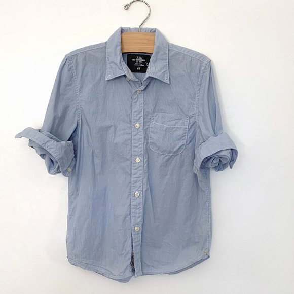 SOLD: H&M Pinstripe L/S Button Down Shirt 7-8y - Picture 1 of 5